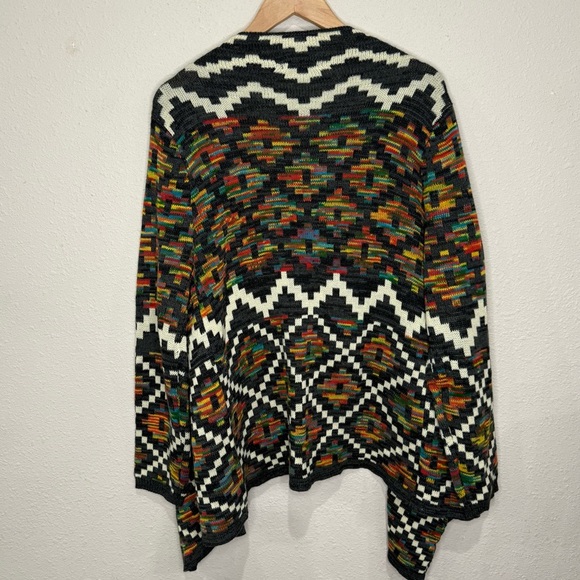 Intro. Aztec Print Cardigan Southwestern Open Front Sweater Women’s Size Medium - Picture 3 of 12